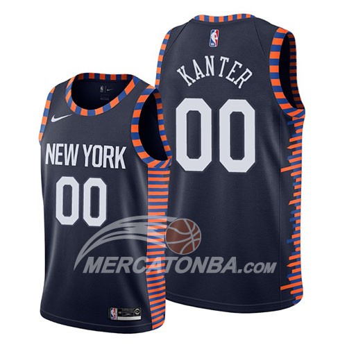 Maglia New York Knicks Enes Kanter Citta 2019 Blu